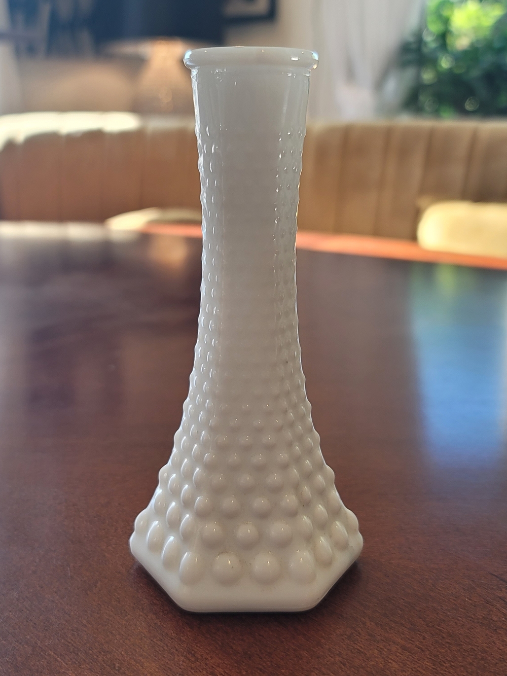 MCM EO BRODY Milk Glass Hobnail Bud Vase Model 175 Tiny Flaw 6 Inches